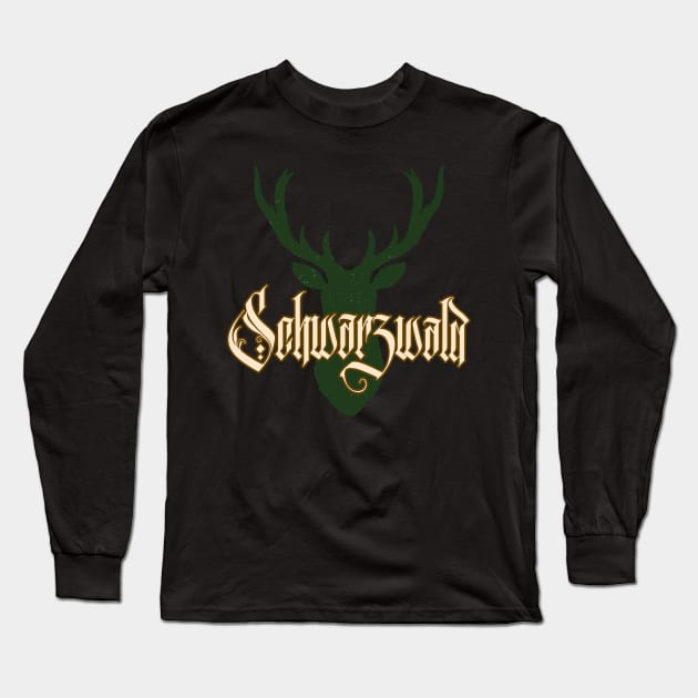 Schwarzwald Hirsch Geweih Wild Natur Schwaben Long Sleeve T-Shirt by Foxxy Merch